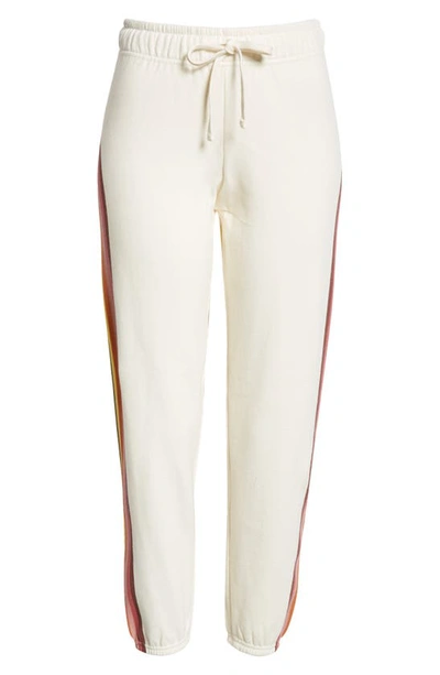 Shop Marine Layer Anytime Side Stripe Cotton Blend Joggers In Antique White