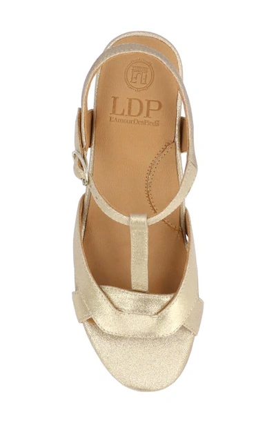 Shop L'amour Des Pieds Mabry T-strap Sandal In Gold