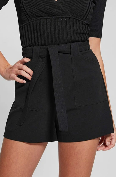 Shop Guess Valentina Tie Belt Shorts In Black