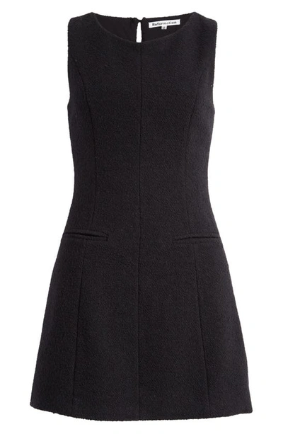Shop Reformation Citron Wool Blend Tweed Minidress In Black Tweed