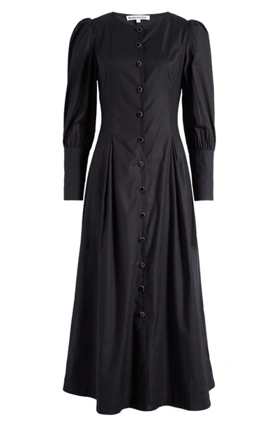Shop Reformation Halia Long Sleeve Button-up Dress In Black