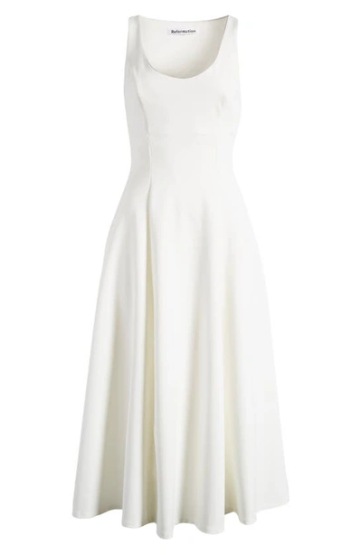 Shop Reformation Mikol Pleated Midi Dress In White