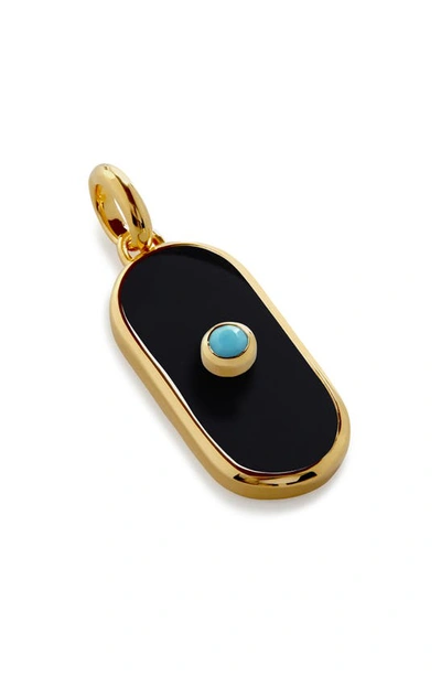 Shop Monica Vinader Onyx & Turquoise Tablet Pendant Charm In 18ct Gold Vermeil
