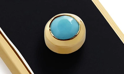 Shop Monica Vinader Onyx & Turquoise Tablet Pendant Charm In 18ct Gold Vermeil