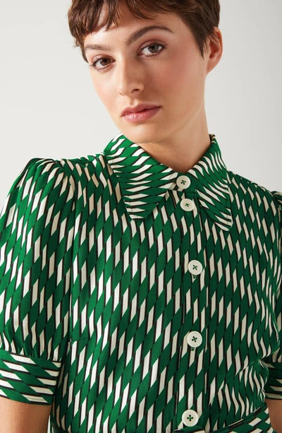Shop Lk Bennett Valerie Geo Print Midi Shirtdress In Green
