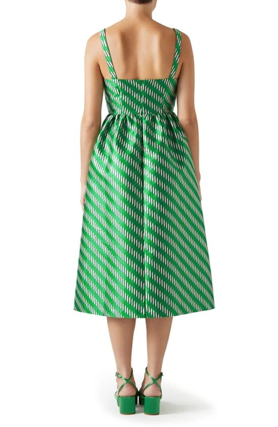 Shop Lk Bennett Elodie Metallic Geo Jacquard Midi Dress In Green