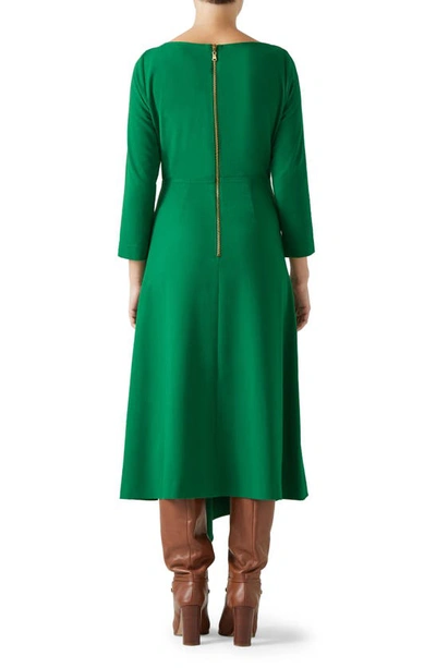 Lk Bennett Lena Asymmetric Waterfall Dress In Green