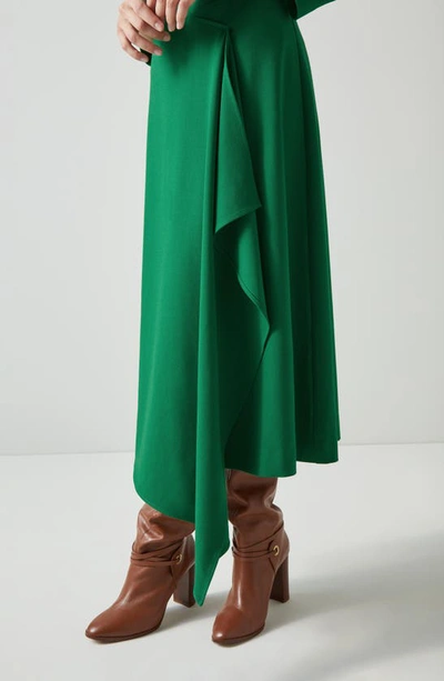 Lk Bennett Lena Asymmetric Waterfall Dress In Green