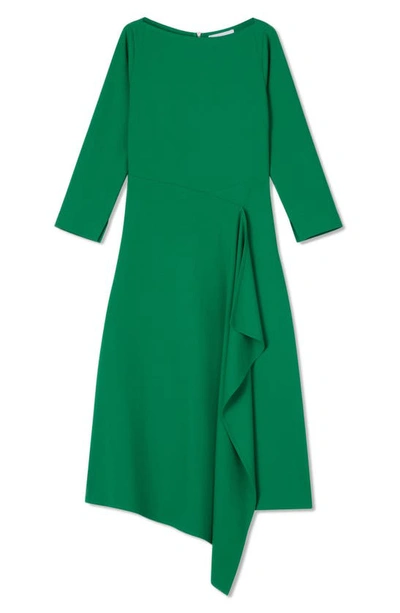 Lk Bennett Lena Asymmetric Waterfall Dress In Green