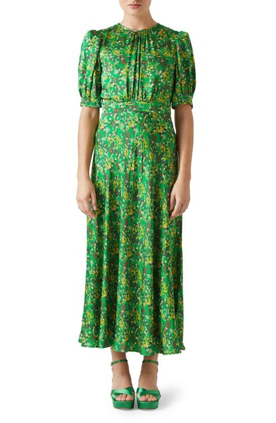 Shop Lk Bennett Jem Floral Puff Sleeve Maxi Dress In Green
