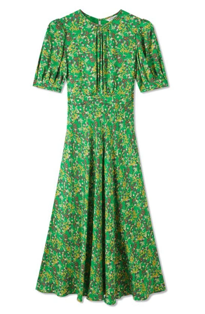 Shop Lk Bennett Jem Floral Puff Sleeve Maxi Dress In Green