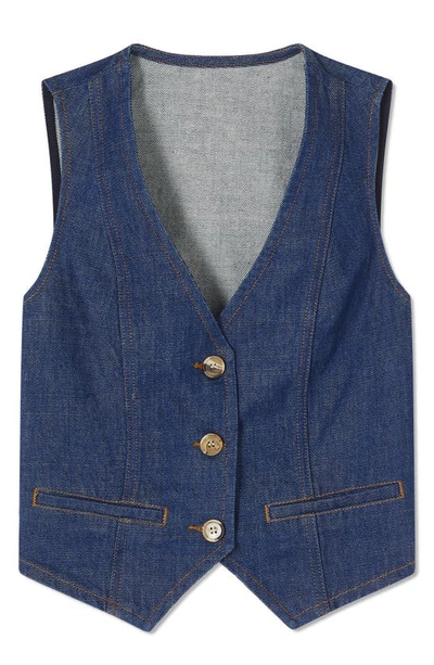 Shop Lk Bennett Ami Denim Waistcoat In Indigo