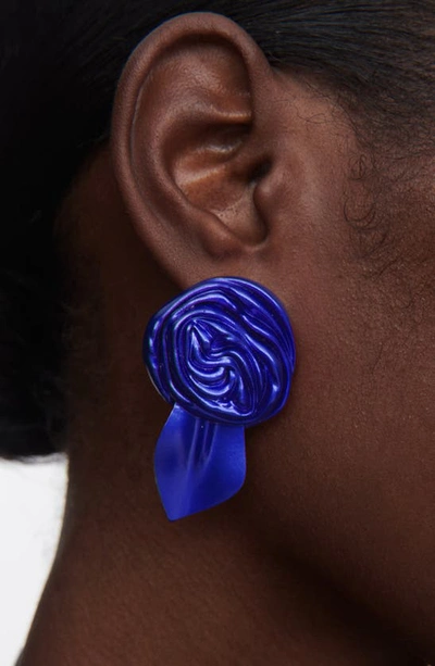 Sterling King Rosette Stud Earrings In Blue