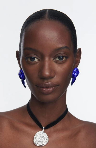 Sterling King Rosette Stud Earrings In Blue