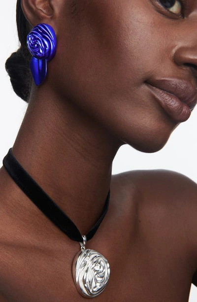 Sterling King Rosette Stud Earrings In Blue