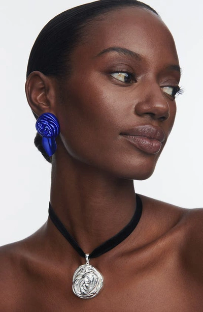 Sterling King Rosette Stud Earrings In Blue