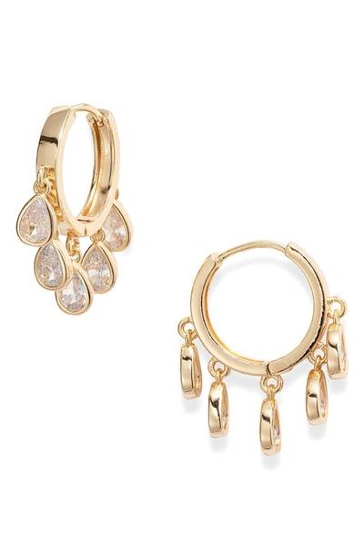 Shop Child Of Wild Eloise Cubic Zirconia Charms Hoop Earrings In Gold