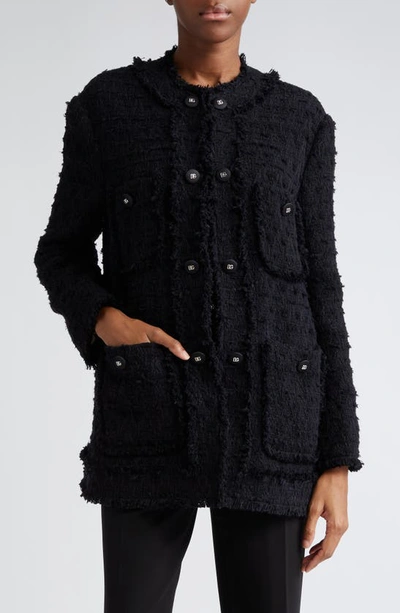 Dolce & Gabbana Single Breasted Rush Stitch Jacket In N0000nero