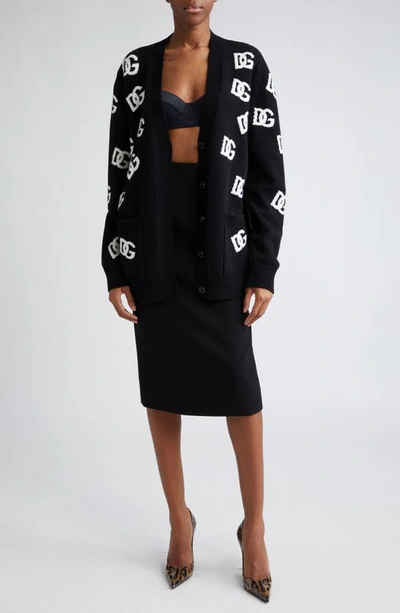 Shop Dolce & Gabbana Dg Logo Embellished Pencil Skirt In Nero