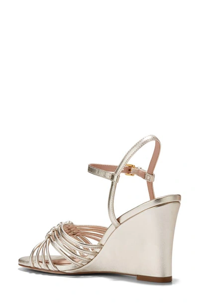 Shop Cole Haan Jitney Knot Ankle Strap Wedge Sandal In Soft Gold Ltr