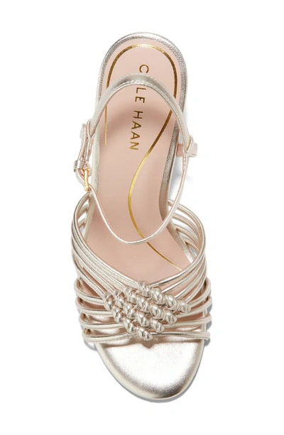 Shop Cole Haan Jitney Knot Ankle Strap Wedge Sandal In Soft Gold Ltr