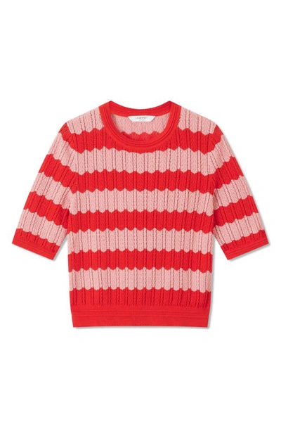 Shop Lk Bennett Cinzia Colorblock Cotton Blend Sweater In Red
