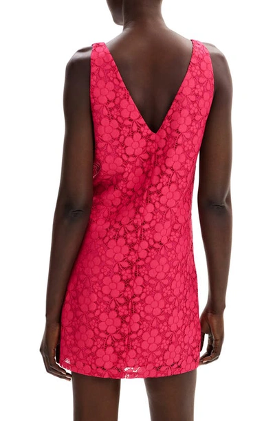 Shop Desigual Lace Shift Minidress In Red