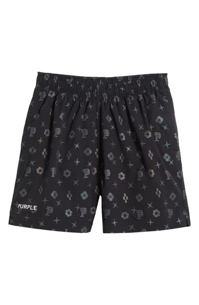 Shop Purple Brand All Round Print Pull-on Shorts In Aop