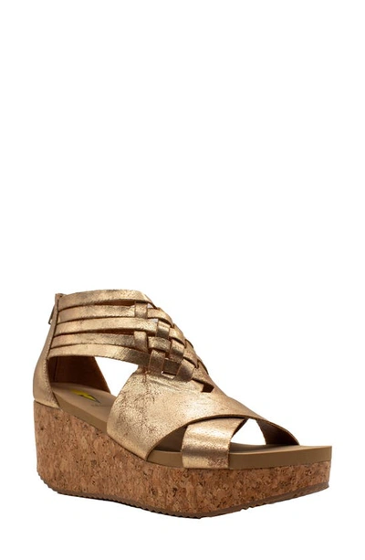 Shop Volatile Midsummer Water Resistant Wedge Sandal In Gold