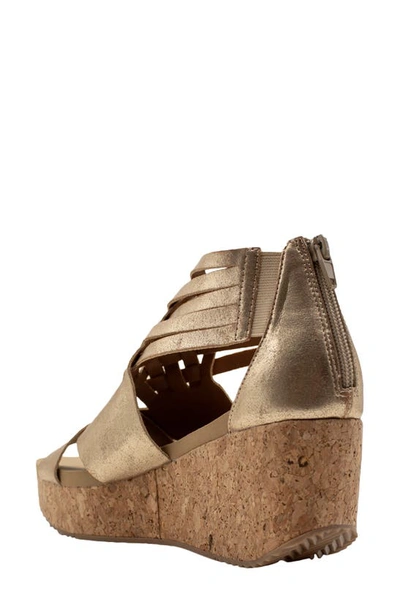 Shop Volatile Midsummer Water Resistant Wedge Sandal In Gold