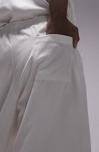 Shop Topman Textured Drawstring Shorts In Cream
