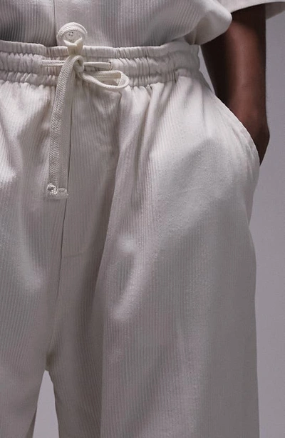 Shop Topman Textured Drawstring Shorts In Cream