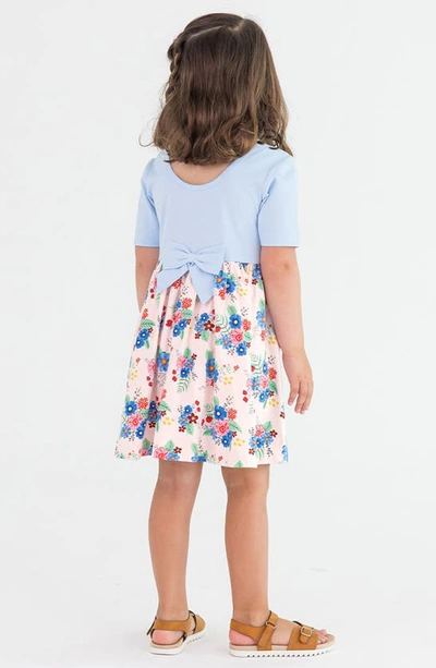 Shop Rufflebutts Kids' Coastal Breeze T-shirt Dress In Blue Multi