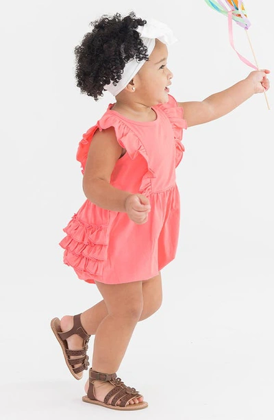 Shop Rufflebutts Ruffle Cotton Bubble Romper In Pink