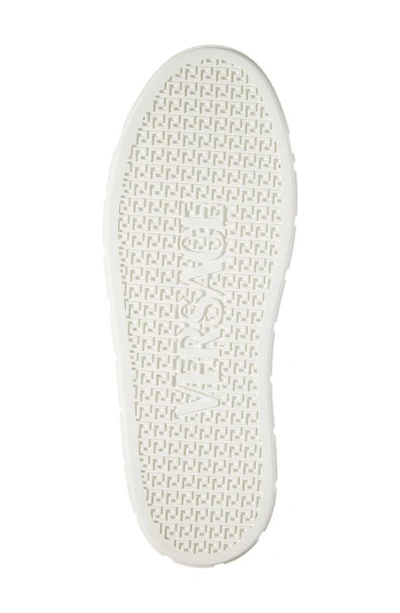 Versace White White Black Greca Embroidered Sneakers In 2w020-white Black