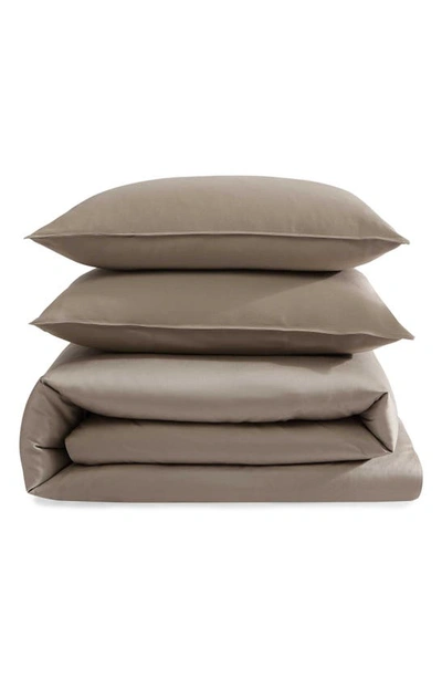 Calvin Klein Earth Collection Cotton Sateen 3 Piece Duvet Cover Set, Queen In Brown