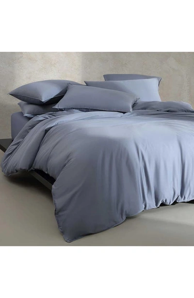 Calvin Klein Earth Collection Cotton Sateen 3 Piece Duvet Cover Set, Queen In Blue