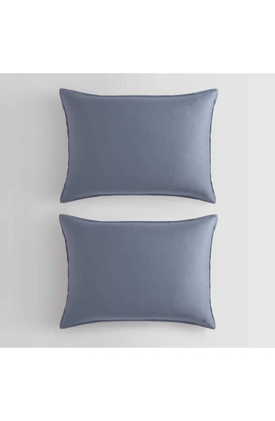 Calvin Klein Earth Collection Cotton Sateen 3 Piece Duvet Cover Set, Queen In Blue
