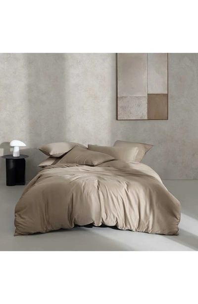 Calvin Klein Earth Collection Cotton Sateen 3 Piece Duvet Cover Set, Queen In Brown