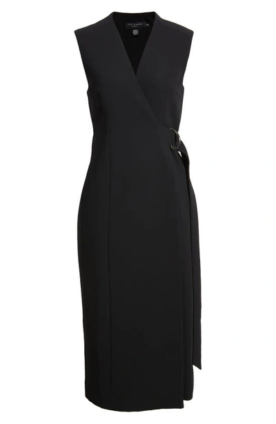 Shop Ted Baker Molenaa Midi Wrap Dress In Black