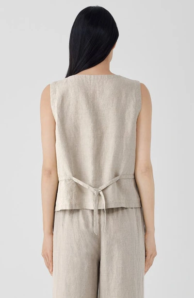 Shop Eileen Fisher V-neck Back Tie Organic Cotton Vest In Undyed Natural