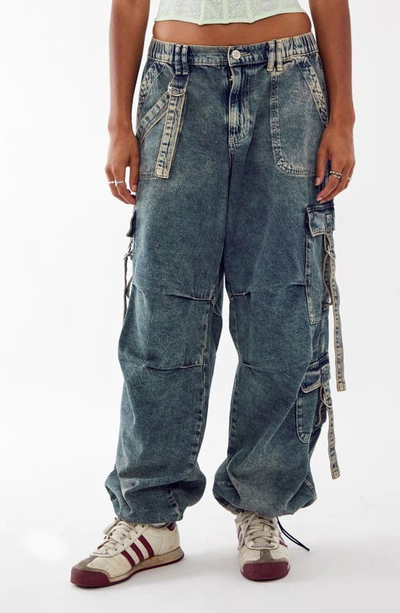 Shop Bdg Urban Outfitters Strappy Denim Cargo Jeans In Vintage