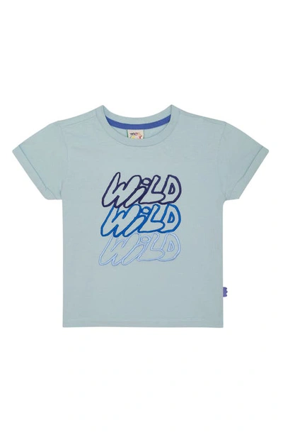 Shop Mon Coeur Kids' Recycled Cotton & Cotton Graphic T-shirt In Sterling Blue/multi Wild