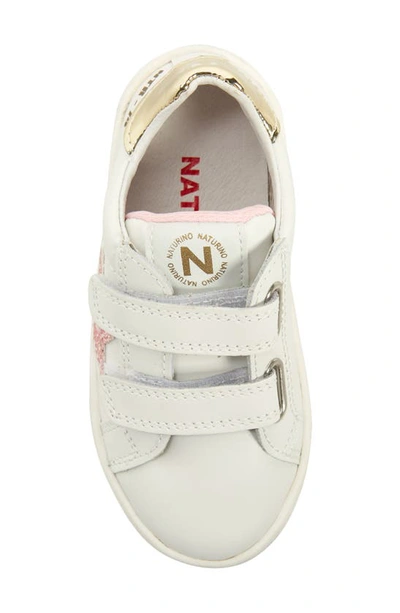 Shop Naturino Pinn Sneaker In White-pink-platinum
