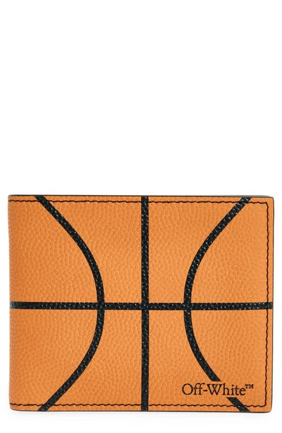 Shop Off-white Basketball Leather Bifold Wallet In Orange A Black