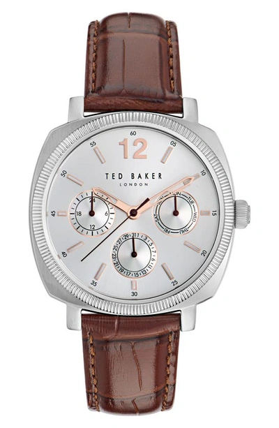 Shop Ted Baker Harryl Chronograph Leather Strap Watch, 42mm In Brown