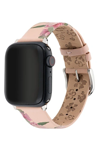 Shop Ted Baker Floral Print Leather Apple Watch® Watchband In Pink