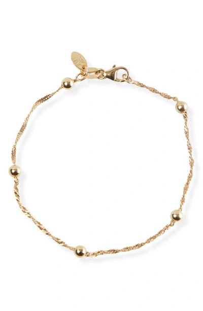 Shop Argento Vivo Sterling Silver Ball Station Singapore Chain Bracelet In Gold