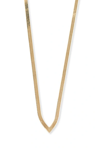 Shop Argento Vivo Sterling Silver Herringbone Chain V-necklace In Gold