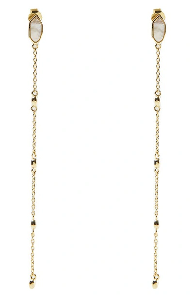 Shop Argento Vivo Sterling Silver Mother-of-pearl Station Chain Linear Drop Earrings In Gold